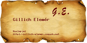 Gillich Elemér névjegykártya